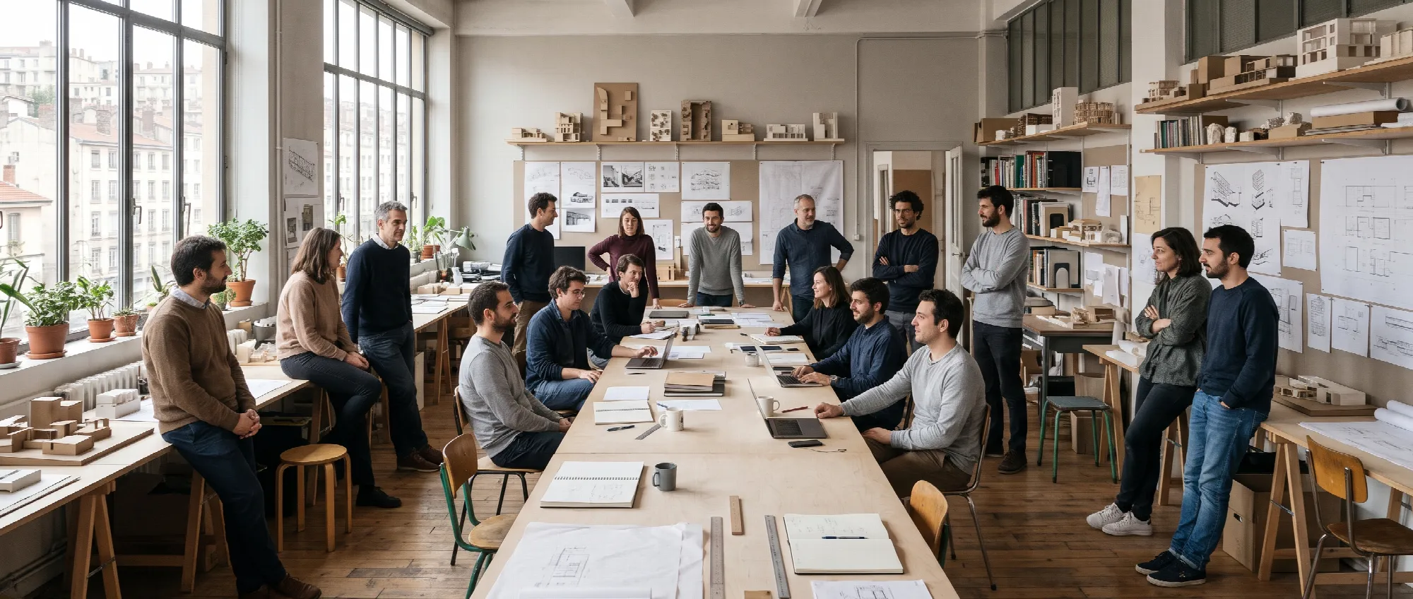 L’équipe de l’agence dans l’atelier